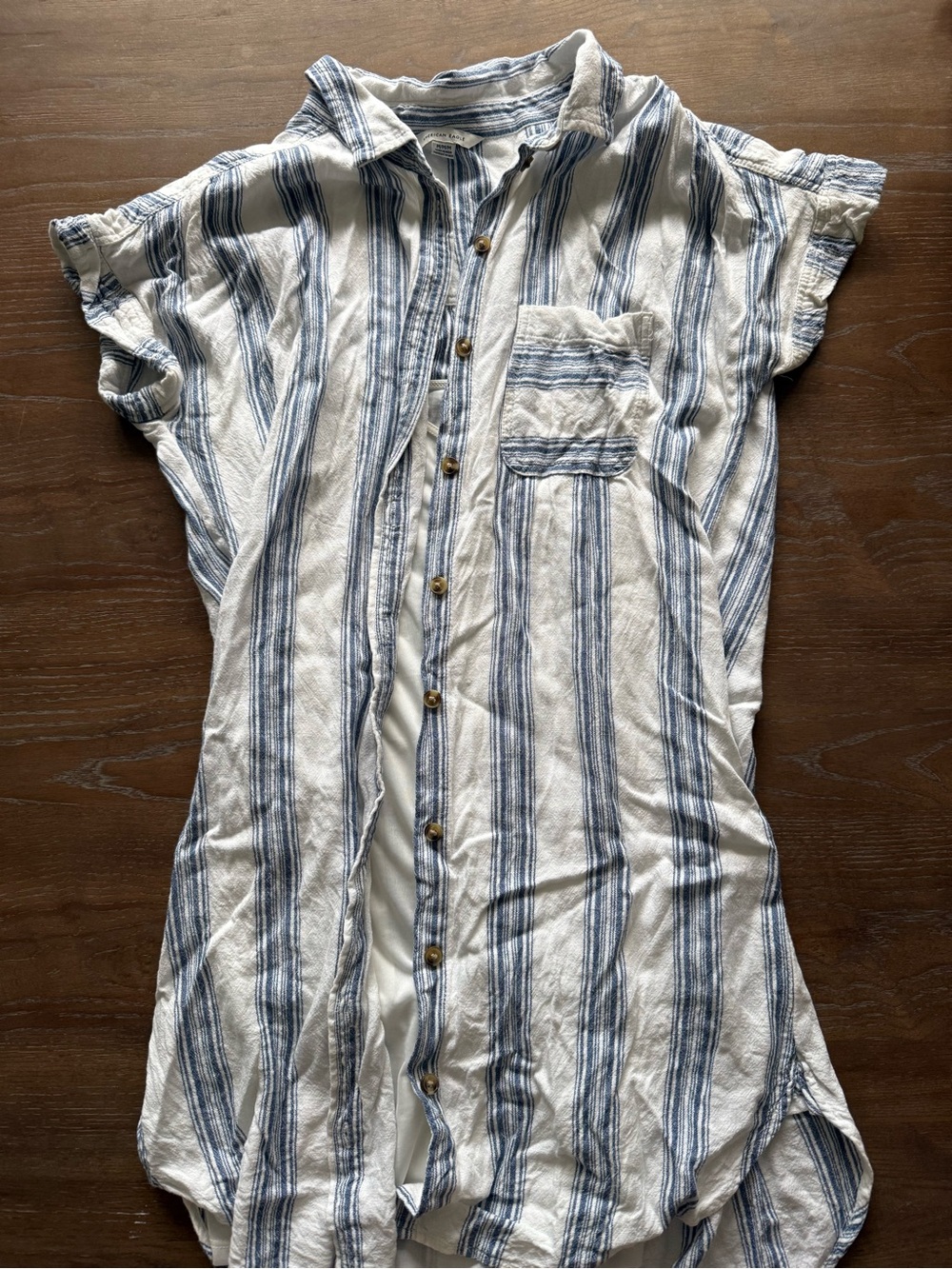 Casual Blue Stripe Short-Sleeve Women’s Dress